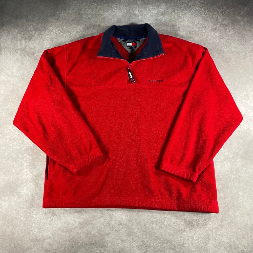 Vintage Tommy Hilfiger Fleece Quarter Zip Sweater Mens Large